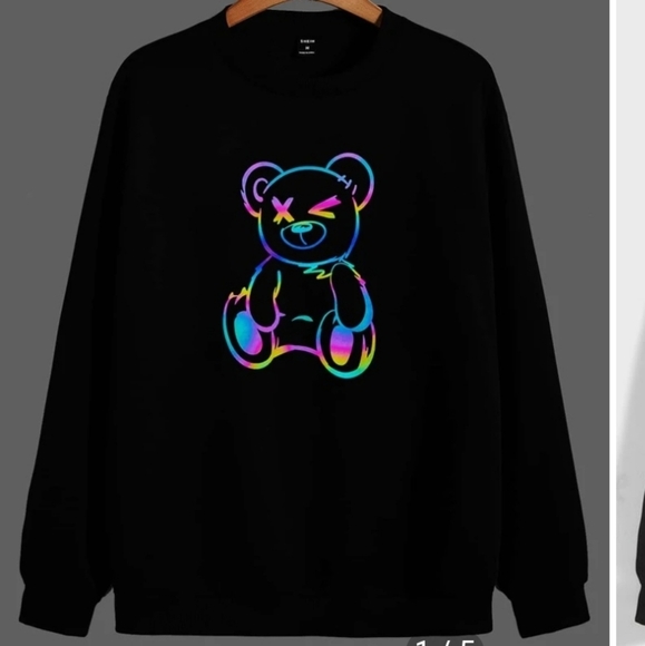 Boutique Other - Reflective rainbow bear winking black sweatshirt sweater unisex multicolor